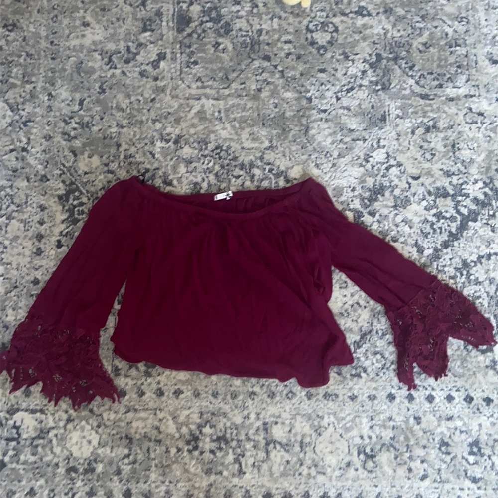 Cropped Quarter Sleeve Off the Shoulder Blouse!!